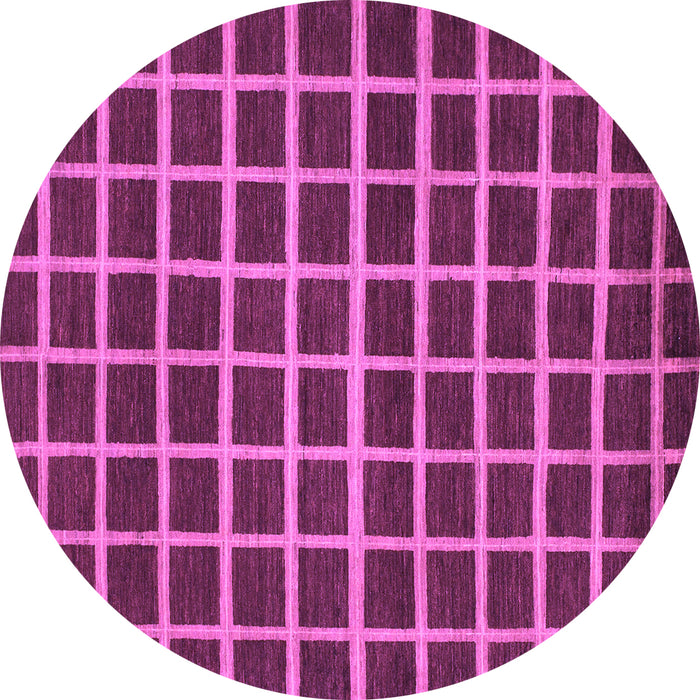 Round Machine Washable Checkered Purple Modern Area Rugs, wshabs1418pur