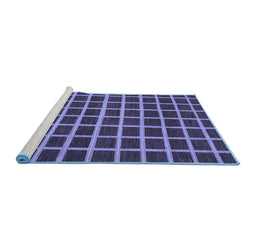 Sideview of Machine Washable Checkered Blue Modern Rug, wshabs1418blu