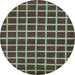 Round Checkered Light Blue Modern Rug, abs1418lblu