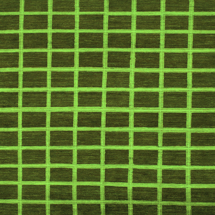 Square Machine Washable Checkered Green Modern Area Rugs, wshabs1418grn
