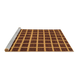 Sideview of Machine Washable Checkered Brown Modern Rug, wshabs1418brn