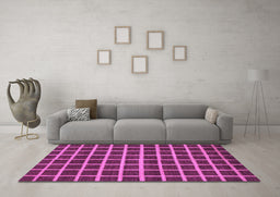 Machine Washable Checkered Purple Modern Area Rugs in a Living Room, wshabs1418pur