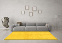 Machine Washable Solid Yellow Modern Rug, wshabs1419yw