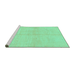 Sideview of Machine Washable Solid Turquoise Modern Area Rugs, wshabs1419turq