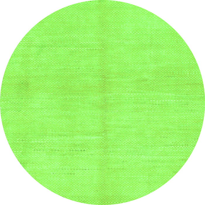Round Machine Washable Solid Green Modern Area Rugs, wshabs1419grn