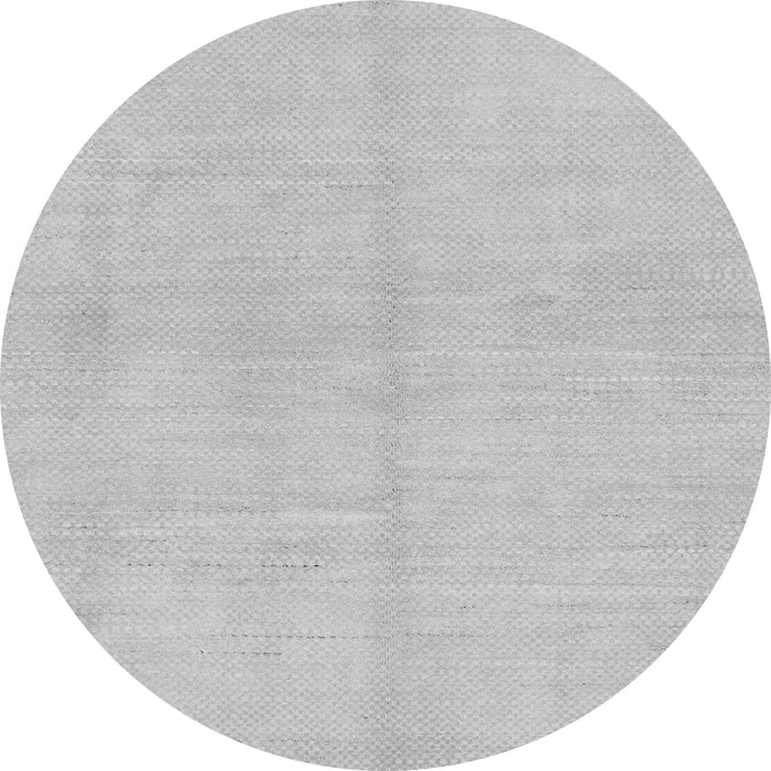 Round Machine Washable Solid Gray Modern Rug, wshabs1419gry