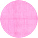 Round Solid Pink Modern Rug, abs1419pnk