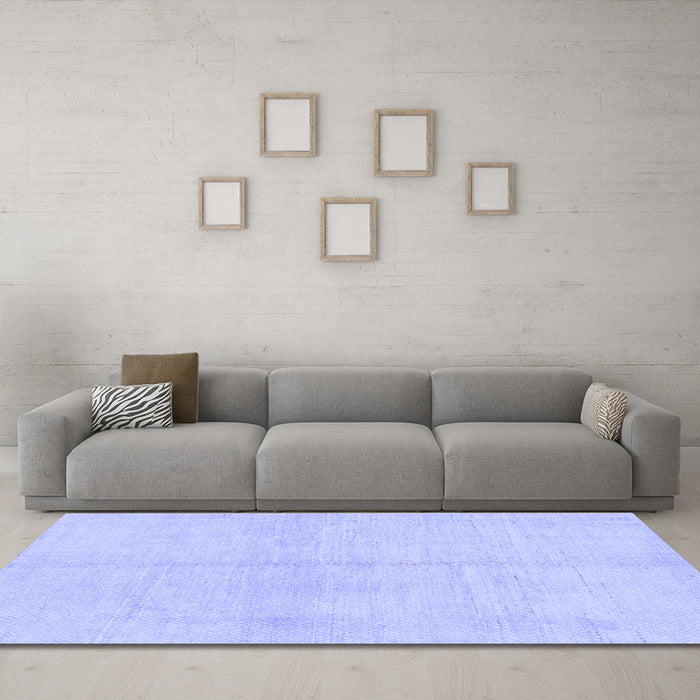 Machine Washable Solid Blue Modern Rug in a Living Room, wshabs1419blu