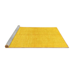 Sideview of Machine Washable Solid Yellow Modern Rug, wshabs1419yw