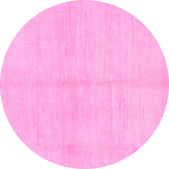 Round Machine Washable Solid Pink Modern Rug, wshabs1419pnk
