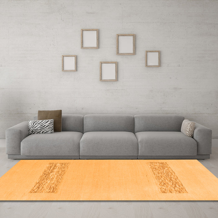 Machine Washable Solid Orange Modern Area Rugs in a Living Room, wshabs141org