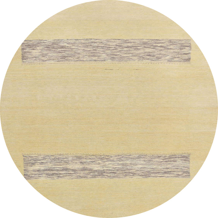 Round Abstract Yellow Solid Rug, abs141