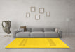 Machine Washable Solid Yellow Modern Rug in a Living Room, wshabs141yw