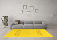 Machine Washable Solid Yellow Modern Rug, wshabs141yw