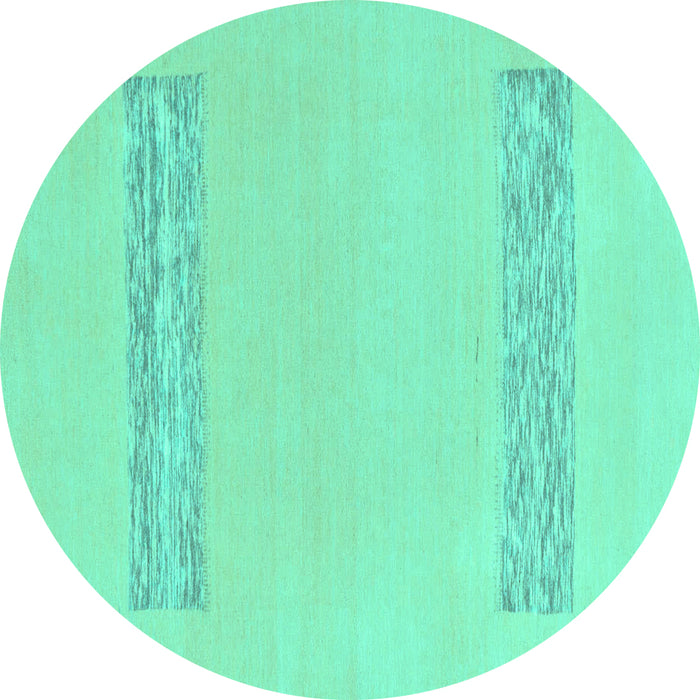 Round Machine Washable Solid Turquoise Modern Area Rugs, wshabs141turq