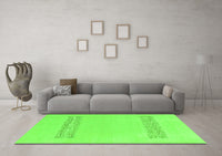 Machine Washable Solid Green Modern Rug, wshabs141grn