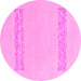 Round Machine Washable Solid Pink Modern Rug, wshabs141pnk