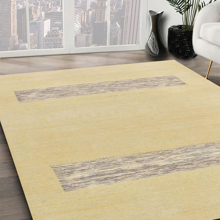 Abstract Yellow Solid Rug in Family Room, abs141