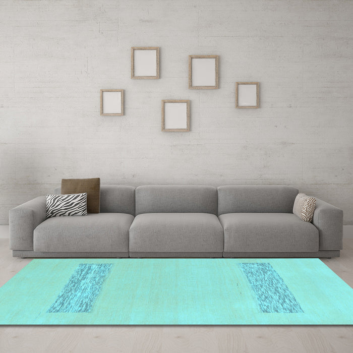 Machine Washable Solid Light Blue Modern Rug in a Living Room, wshabs141lblu