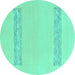 Round Solid Turquoise Modern Rug, abs141turq