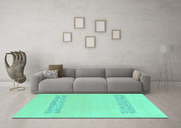 Machine Washable Solid Turquoise Modern Area Rugs in a Living Room,, wshabs141turq