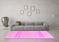 Machine Washable Solid Pink Modern Rug, wshabs141pnk