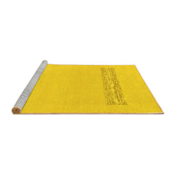 Sideview of Machine Washable Solid Yellow Modern Rug, wshabs141yw