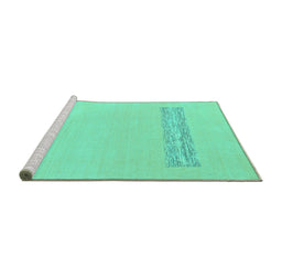 Sideview of Machine Washable Solid Turquoise Modern Area Rugs, wshabs141turq