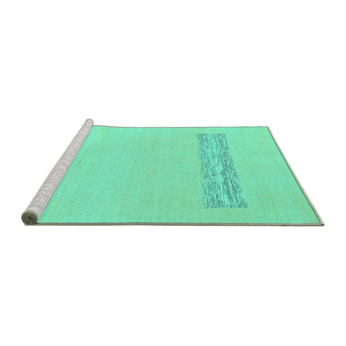Sideview of Machine Washable Solid Turquoise Modern Area Rugs, wshabs141turq