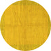 Round Abstract Yellow Modern Rug, abs1420yw