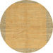 Round Abstract Orange Modern Rug, abs1420