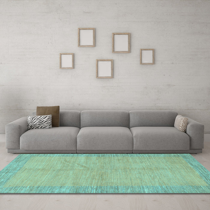 Machine Washable Abstract Light Blue Modern Rug in a Living Room, wshabs1420lblu