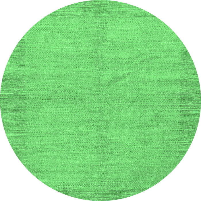Round Machine Washable Abstract Emerald Green Modern Area Rugs, wshabs1420emgrn