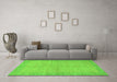 Machine Washable Abstract Green Modern Area Rugs in a Living Room,, wshabs1420grn