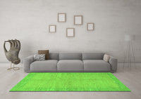 Machine Washable Abstract Green Modern Rug, wshabs1420grn