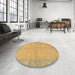 Round Abstract Orange Modern Rug in a Office, abs1420