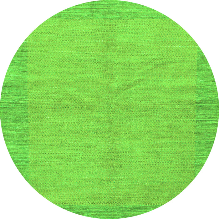 Round Machine Washable Abstract Green Modern Area Rugs, wshabs1420grn