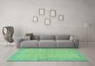 Machine Washable Abstract Turquoise Modern Area Rugs in a Living Room,, wshabs1420turq