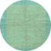 Round Machine Washable Abstract Light Blue Modern Rug, wshabs1420lblu