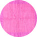 Round Machine Washable Abstract Pink Modern Rug, wshabs1420pnk