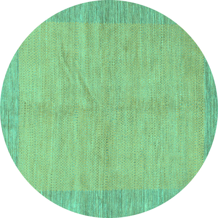 Round Abstract Turquoise Modern Rug, abs1420turq