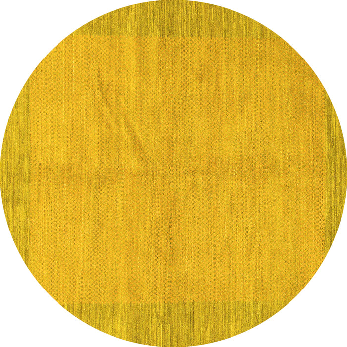 Round Machine Washable Abstract Yellow Modern Rug, wshabs1420yw