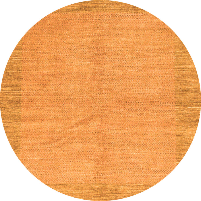 Round Machine Washable Abstract Orange Modern Area Rugs, wshabs1420org