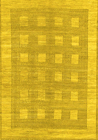 Checkered Yellow Modern Rug, abs1421yw