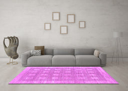 Machine Washable Checkered Purple Modern Area Rugs in a Living Room, wshabs1421pur