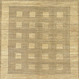 Square Abstract Yellow Checkered Rug, abs1421