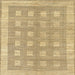 Square Abstract Yellow Checkered Rug, abs1421