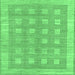 Square Machine Washable Checkered Emerald Green Modern Area Rugs, wshabs1421emgrn