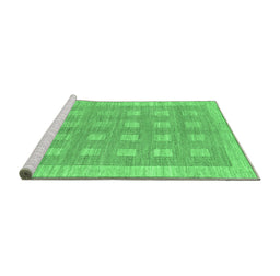 Sideview of Machine Washable Checkered Emerald Green Modern Area Rugs, wshabs1421emgrn