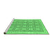 Sideview of Machine Washable Checkered Emerald Green Modern Area Rugs, wshabs1421emgrn
